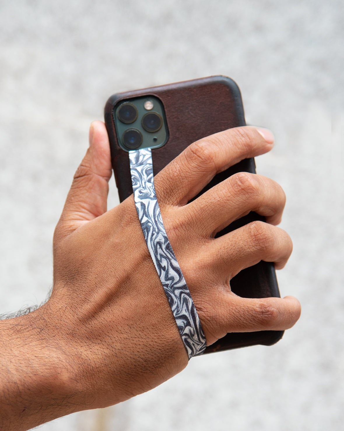 Black & White Marble phone strap