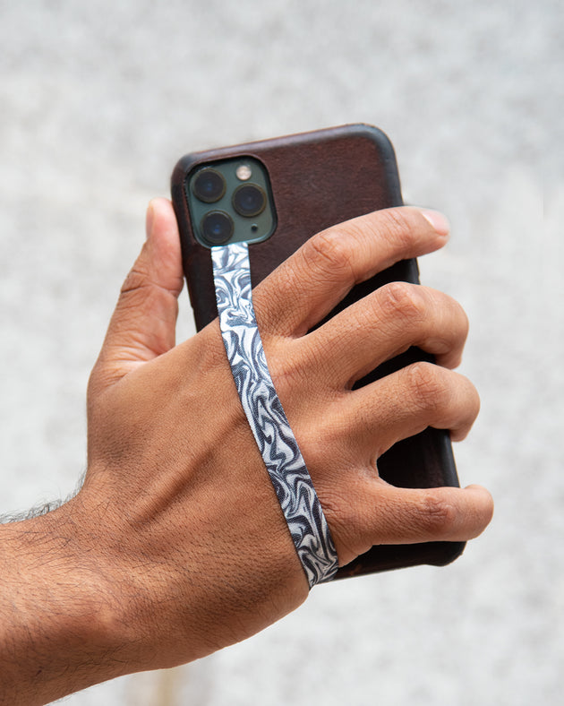Black & White Marble phone strap